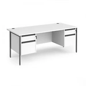 Dams International Straight Desk with White MFC Top and Graphite H-Frame Legs and 2 x 2 Lockable Drawer Pedestals Contract 25 1800 x 800 x 725mm