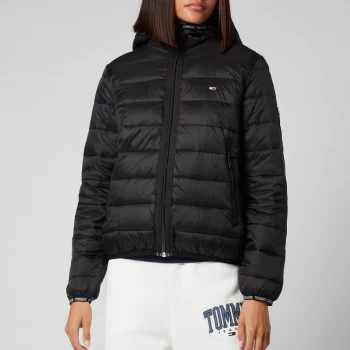 Tommy Jeans Womens Tjw Quilted Tape Hooded Jacket - Black - XS