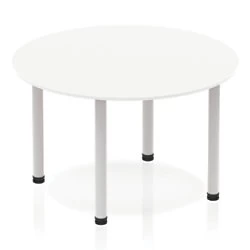 Impulse Circle Table 1200 White Post Leg Silver