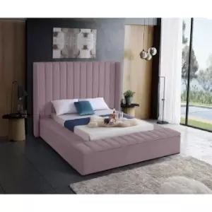 Kensington Upholstered Beds - Plush Velvet, Small Double Size Frame, Pink - Pink