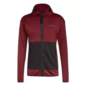 adidas Terrex Tech Flooce Light Hooded Hiking Jacket Mens - Shadow Red / Black