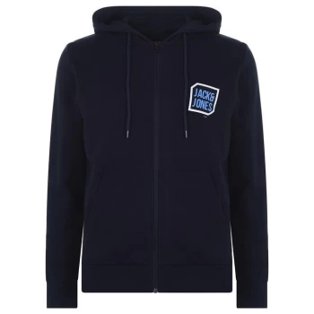 Jack and Jones Logo Full Zip Hoodie - Blue