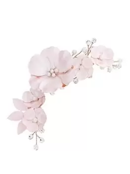 Jon Richard Mabel Pink Flower And Pearl Clip, Silver, Women