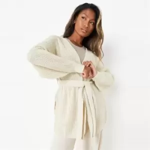 Missguided Petite Oversized Belted Cardigan - Beige