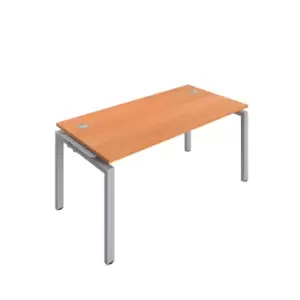 Telescopic Sliding 1 Person Extension Bench with Cut Out and Silver Frame - 1600mm - Beech