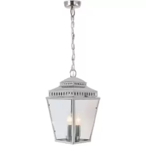 Elstead - Mansion House - 3 Light Outdoor Ceiling Chain Lantern Polished Nickel IP44, E14