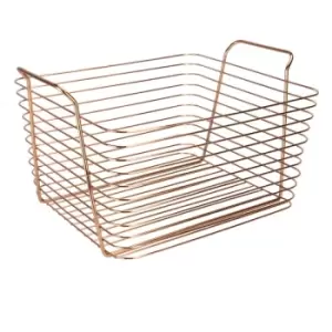 Rose Gold Metal Storage Basket Large M&W - rose gold