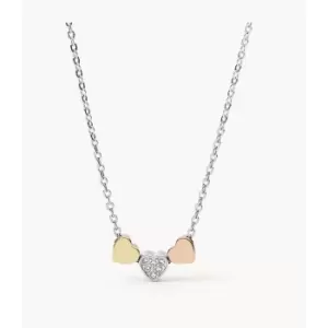 Fossil Womens Sutton Heart Tri-Tone Steel Necklace - Tri-Tone