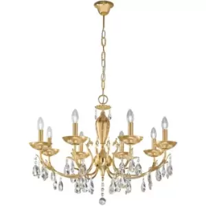 14kolarz - VICTORIA Crystal Chandelier 2 24K Gold 8 Bulbs Champagne Aqua