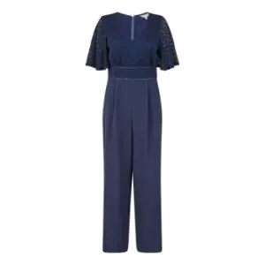 Yumi Navy Lace Bodice Jumpsuit - Blue