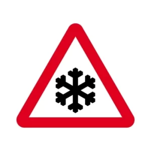 Temporary Snow And Ice Road Sign with Stanchion 750MM