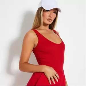 I Saw It First Rib Scoop Neck Bodysuit - Red