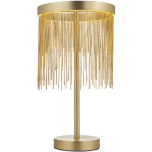 Endon Zelma LED Table Lamp Light Fine Gold Chain Waterfall Effect Satin Brass with Inline Switch