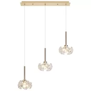 Luminosa Beluga 3 Light G9 2m Linear Ceiling Pendant With French Gold And Crystal Shade