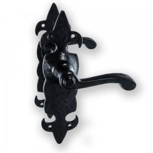 LocksOnline Fleur de Lys Door Handle set on Backplate