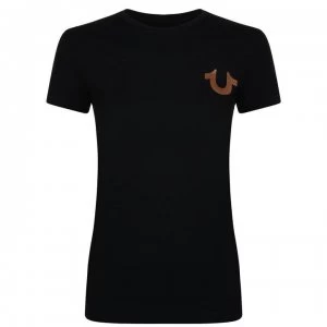 True Religion World Tour Logo t Shirt - Black/Rose Gold