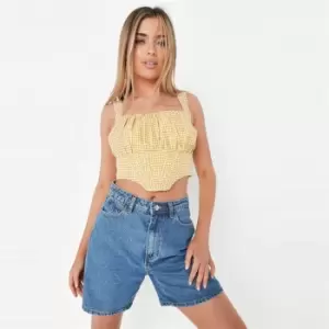 Missguided Gingham Ruched Corset Top - Yellow