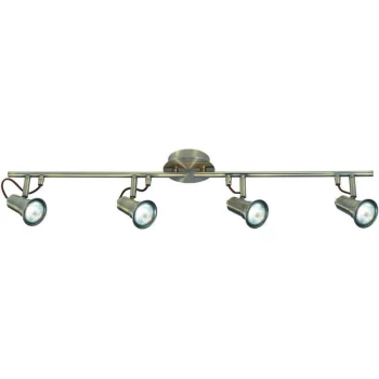 Searchlight Eros - 4 Light Adjustable Ceiling Spotlight Bar Antique Brass, GU10