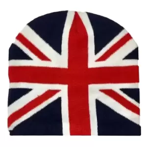 Mens Great Britain Union Jack Flag Winter Beanie Hat (One Size) (Navy/White/Red)