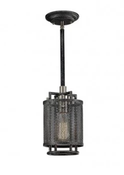 Caged Ceiling Pendant 1 Light E27 Weathered Zinc, Brushed Nickel