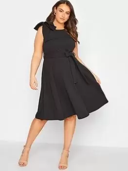 Yours London Bow Shoulder Skater Dress Black, Size 22, Women