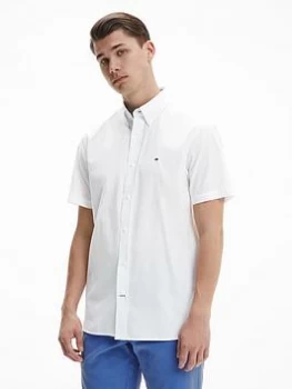 Tommy Hilfiger Natural Soft Poplin Short Sleeve Shirt - White, Size L, Men