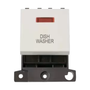 Click Scolmore MiniGrid 20A Double-Pole Ingot & Neon Dishwasher Switch White - MD023PW-DW