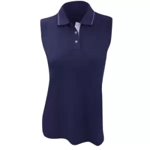 Kustom Kit GamegearA Ladies Proactive Sleeveless Polo Shirt (20) (Navy/White)