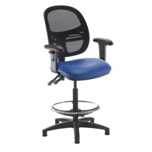 Dams MTO Jota Mesh Back Draughtsmans Chair with Adjustable Arms - Nero Black Vin