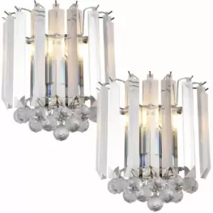 2 PACK Unique Dimmable Wall Light Chrome Clear Acrylic Elegant Chandelier Lamp