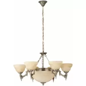 Pendant Light Colour Bronzed Shade Champagne Glass Alabaster Bulb E14 9x60W