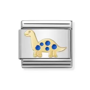 Nomination Classic Gold Blue Brontosaurus Charm