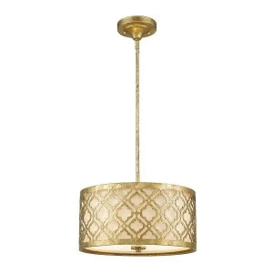 2 Light Medium Round Ceiling Duo-Mount Pendant Gold, E27