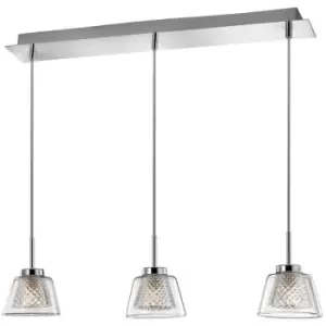 Merano - Elizabeth 3 Light Bar Pendant Ceiling Light Chrome Aluminium Clear Glass G9 Bulb Included