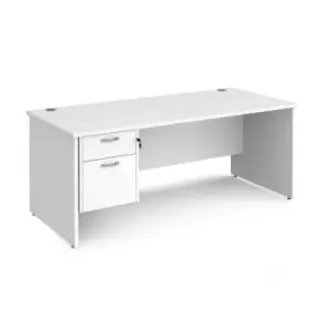 Office Desk Rectangular Desk 1800mm With Pedestal White Top And Panel End Leg 800mm Depth Maestro 25 MP18P2WH