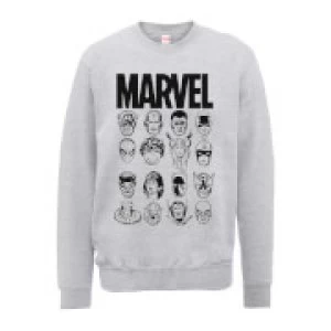 Marvel Multi Heads Mens Grey Sweatshirt - XXL - Grey