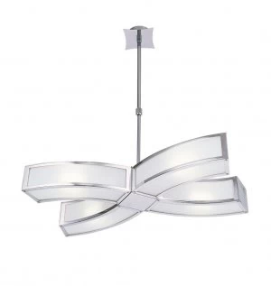 E27 Ceiling Pendant 4 Light E27, Polished Chrome, White Acrylic