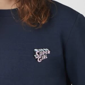 DC Super Girl Unisex Embroidered Sweatshirt - Navy - 5XL