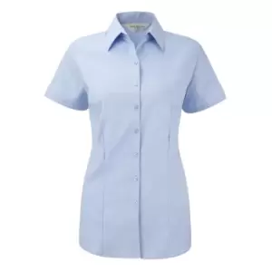 Russell Womens/ladies Herringbone Short Sleeve Work Shirt (2XL) (Light Blue)