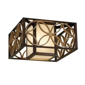 2 Light Flush Ceiling Light Gold, Bronze