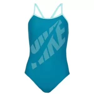 Nike Logo Racer Back Swimsuit Womens - Green