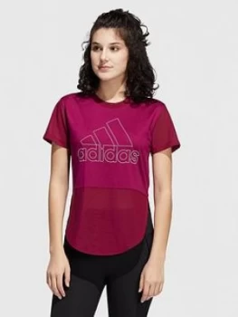 adidas Training Tee, Berry, Size 2XL, Women