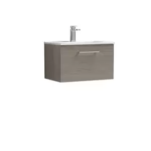 Nuie Arno 600mm Wall Hung 1 Drawer Vanity & Basin 2 Solace Oak