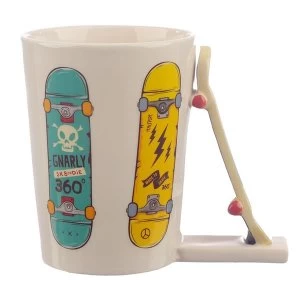 Skateboard Shaped Handle Ceramic Mug