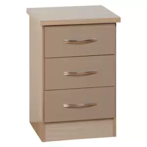 Nevada 3 Drawer Oyster Bedside Table Oyster