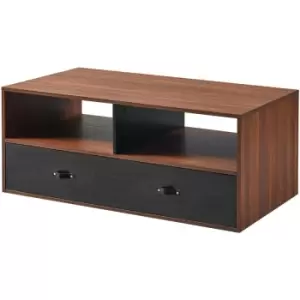 Henry Wooden Coffee Table & Storage, Modern Rectangular End Table with Drawers for Living Room, Reception Room or Study, Walnut Brown - Walnut /