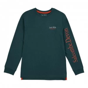 Jack Wills Script Long Sleeve Top - Blue Spruce