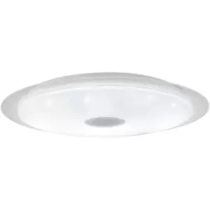 Flush Ceiling Light White Shade White Silver Plastic Crystal Effect LED 36W