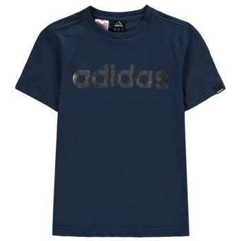 adidas Linear Foil T Shirt Junior Boys - Blue