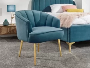 GFW Pettine Teal Upholstered Fabric Accent Chair